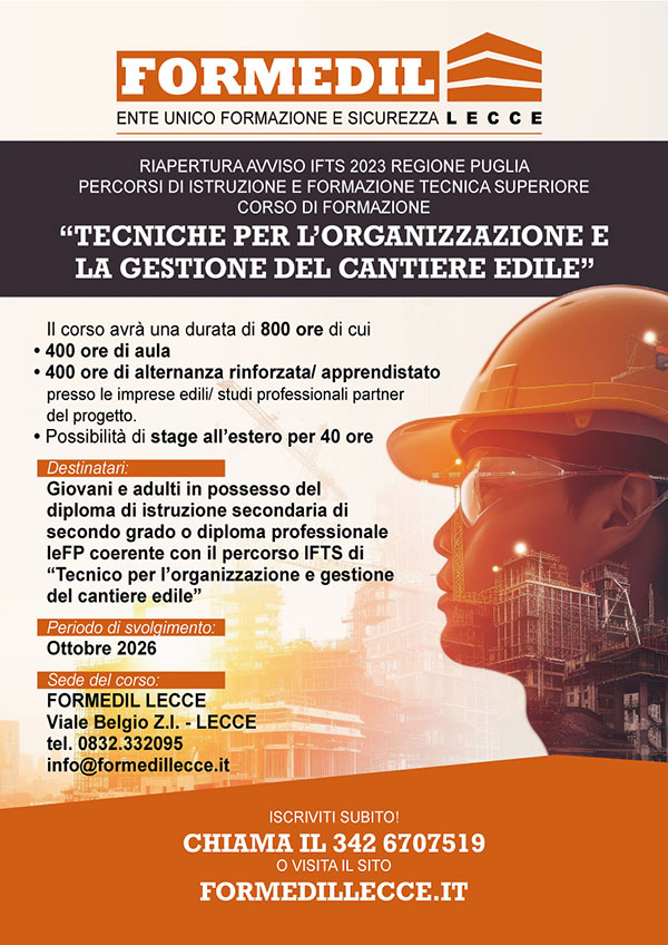 Corso Tecniche per l'Organizzazione e la Gestione del Cantiere Edile